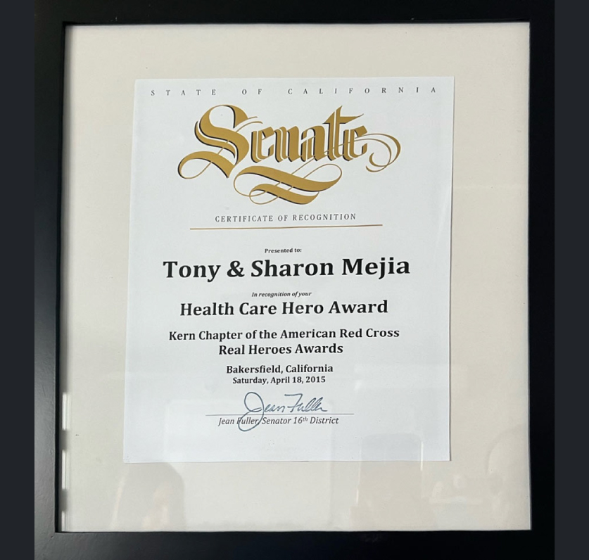tony and sharon mejia health care hero award